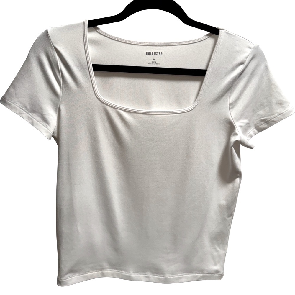 Hollister Women's/Misses White square neck short sleeve tshirt, size M - Picture 5 of 7